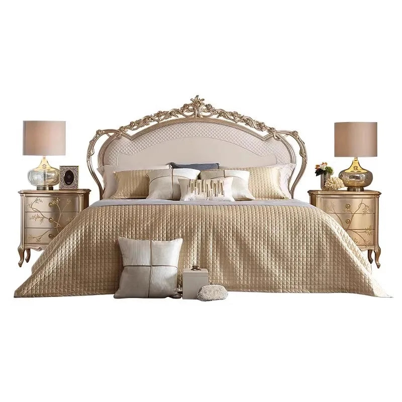 Simple European Bed Safe Sleep Bedroom Frame Queen Bed Baby Double Luxurymodern Castle Design Wooden Cama Outdoor Furniture