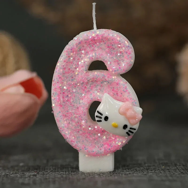Kawaii Hello Kitty Nummer Geburtstagskerze Sanrio Kitty Katze Digitale Kerzen Geburtstagskuchen Dekoration Jubiläumsparty Kerzen