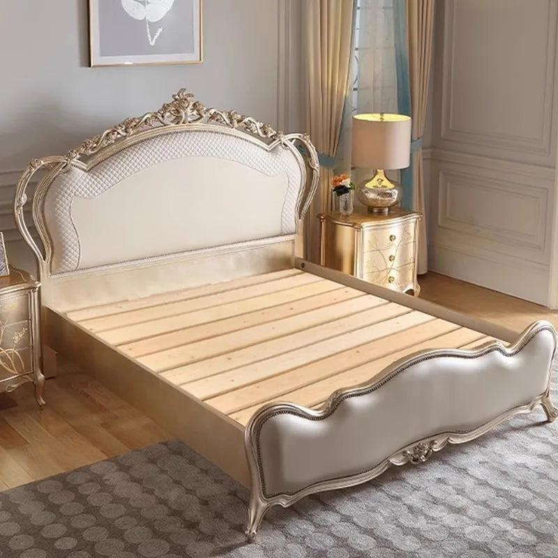 Simple European Bed Safe Sleep Bedroom Frame Queen Bed Baby Double Luxurymodern Castle Design Wooden Cama Outdoor Furniture