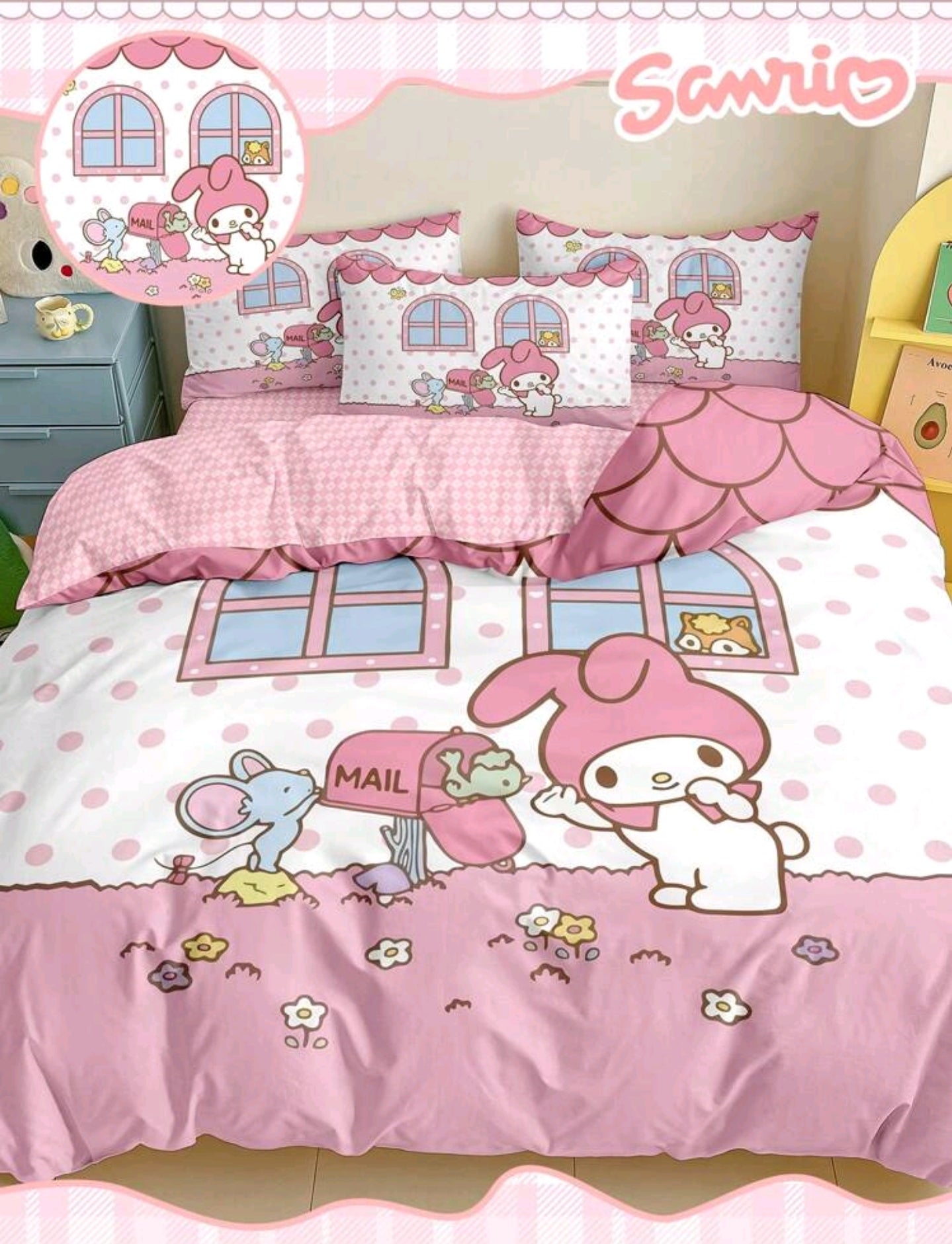 Sanrio Hello Kitty Bettwäsche Set 135x200cm