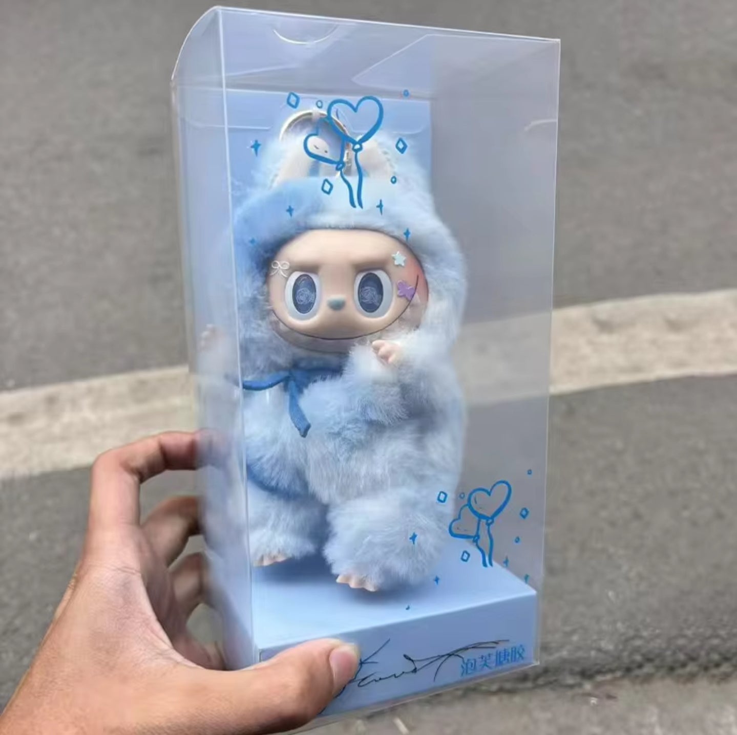 Custom Handmade Labubu 17cm DIY blau Sammlerstück Edition