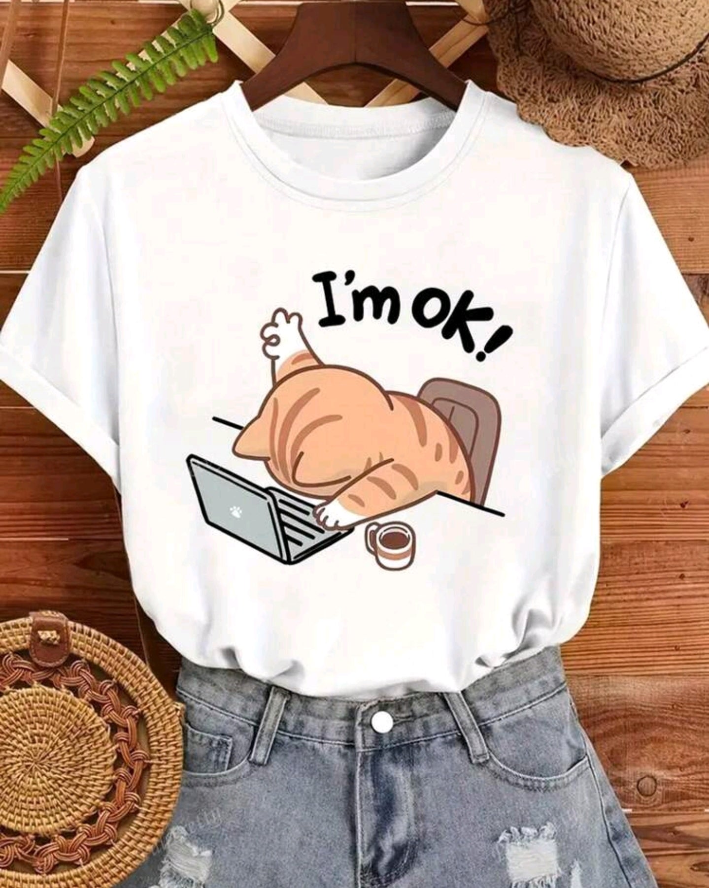 Damen Tshirt mit Katzenprint