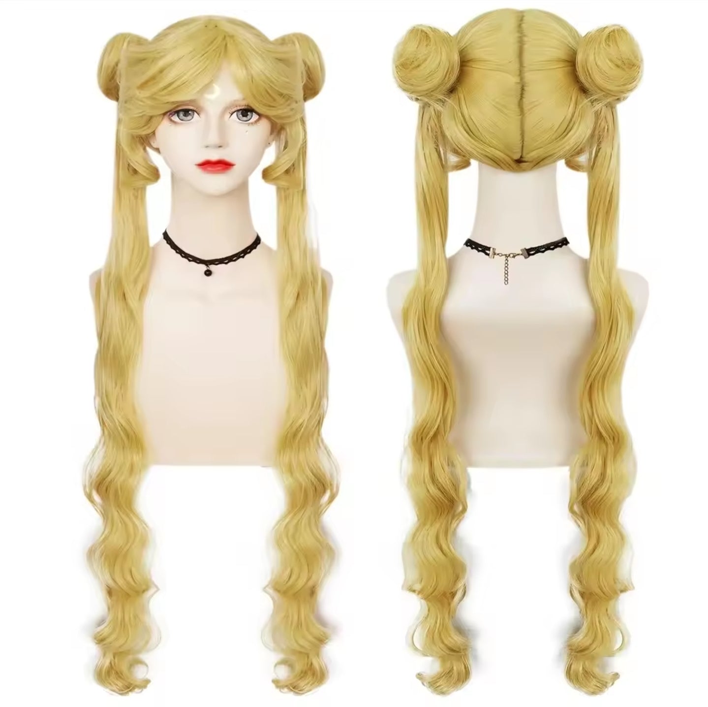 Sailor Moon Wig Perücke Anime Kostüm Cosplay Snythetisch Gewellt Hitzebeständig mit Netz