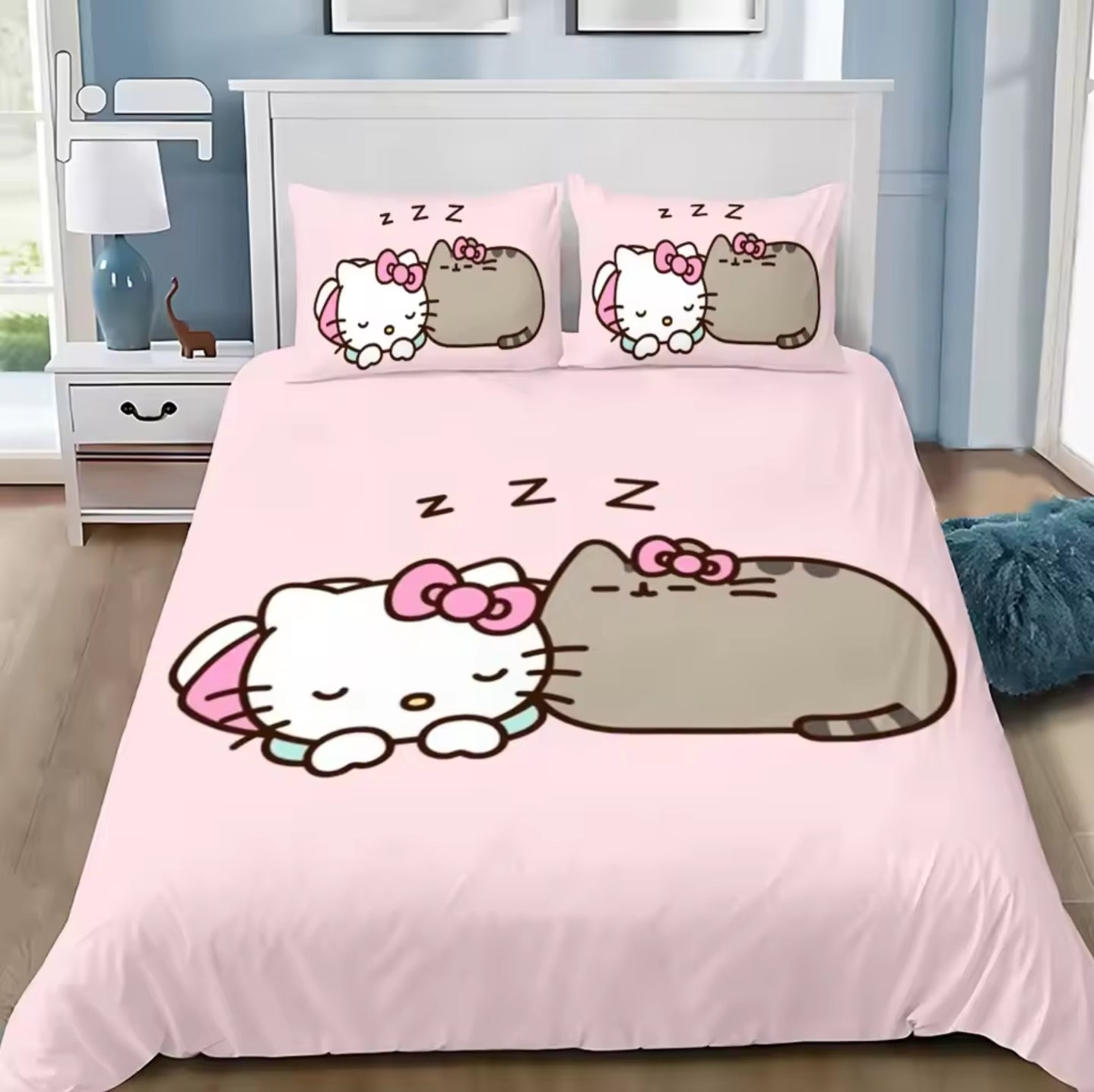 Bettwäsche Set 135x200cm Pusheen Cat x Hello Kitty