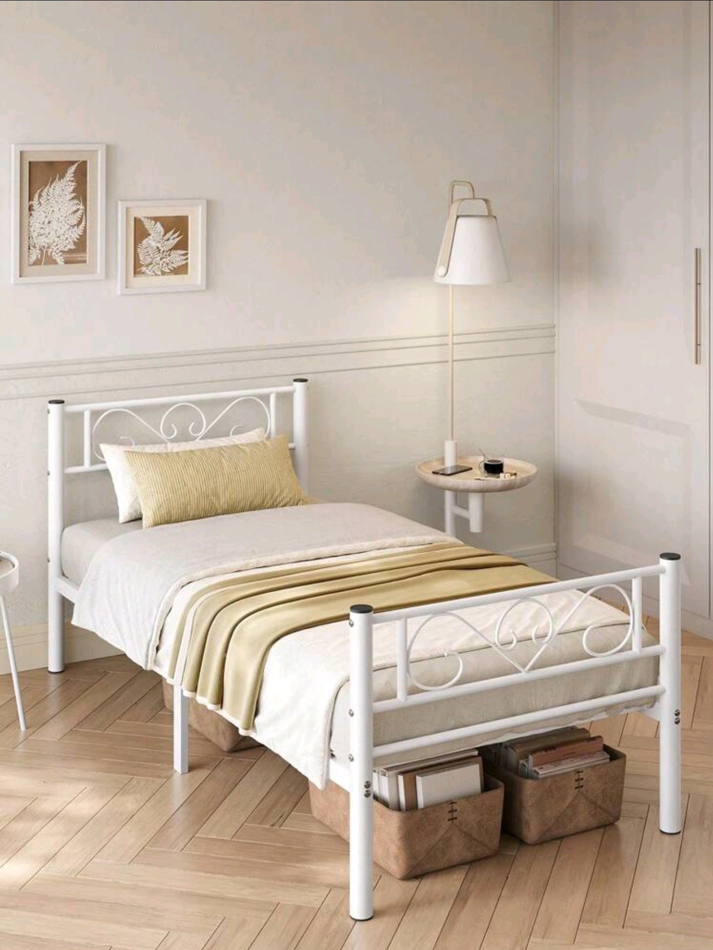 Bed frame 90x190cm white made of metal