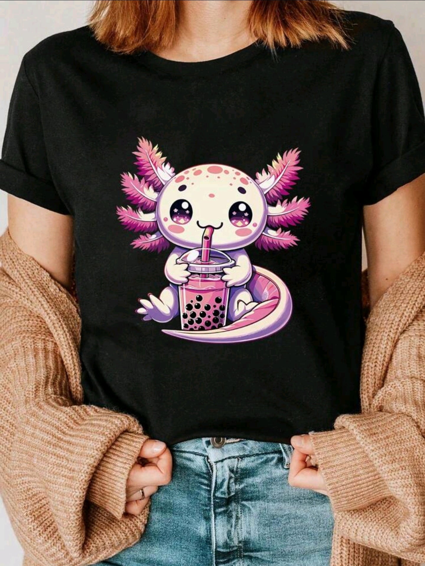 Versch.Farben Damen Tshirt Axolotl