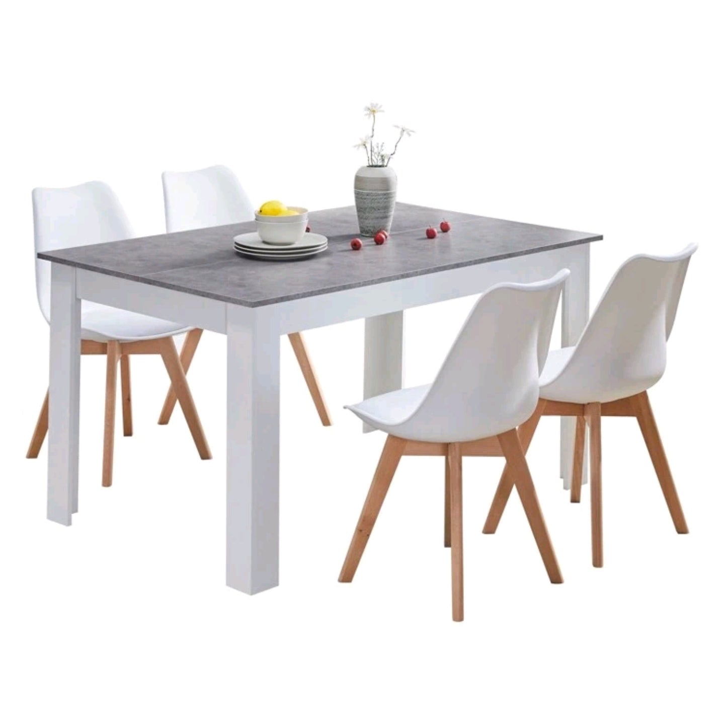 Esstisch 140cm 4bis6Sitzer Grau weiss