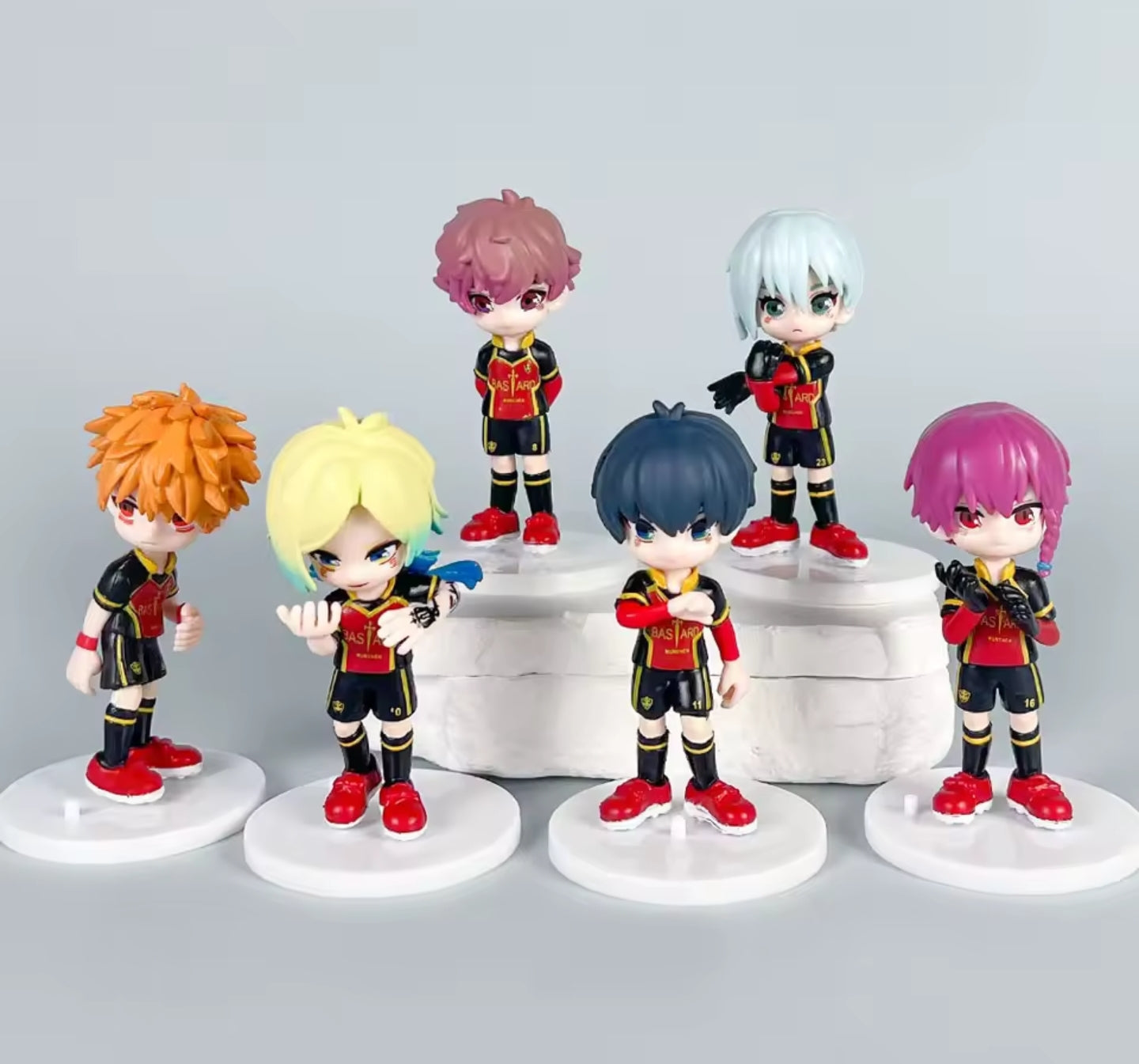 6 pieces collectible figures PVC each 9cm Anime Blue Lock Hiori Cosplay Cartoon model figures