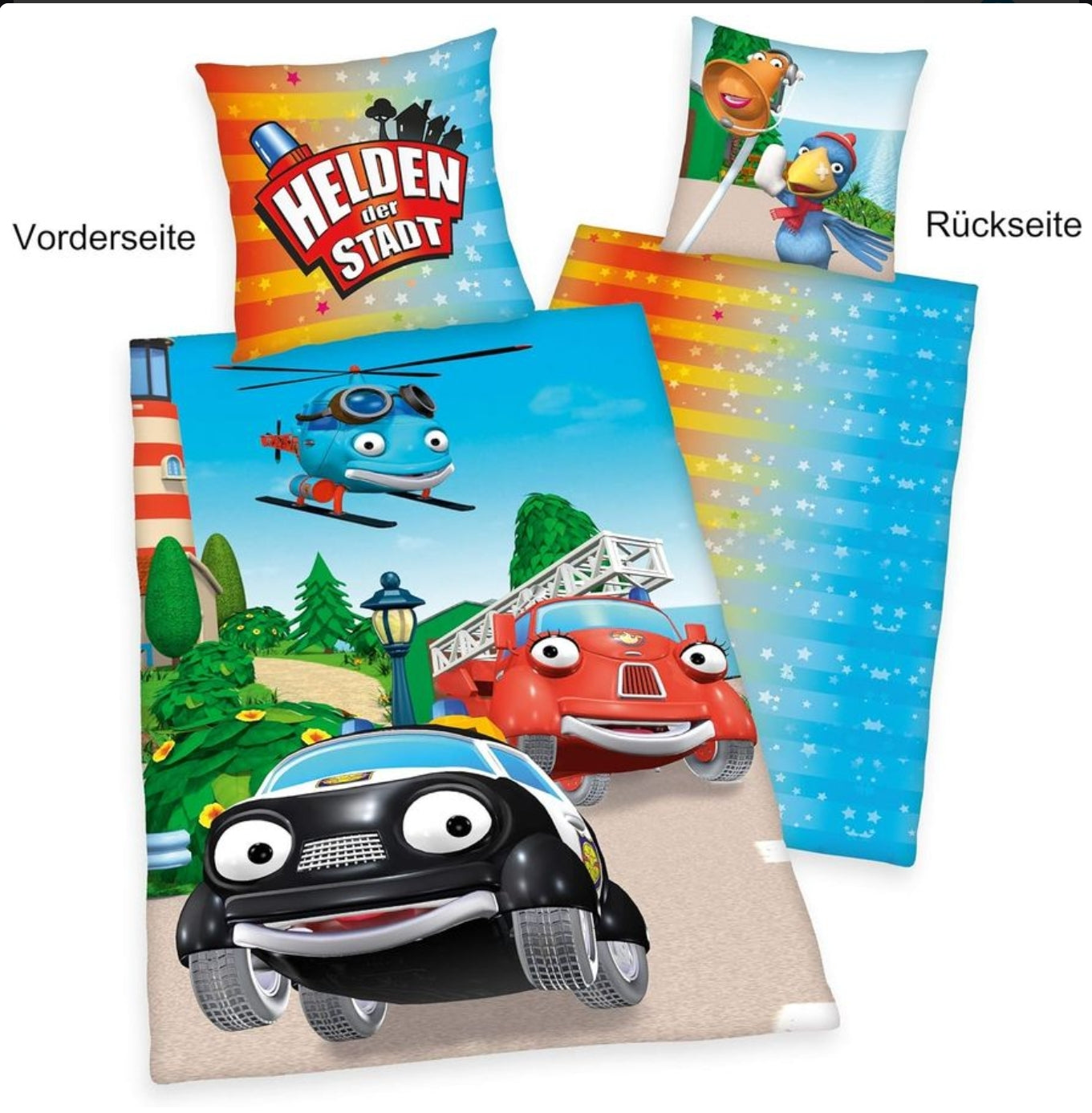 Helden Der Stadt Bettwäsche Set 135x200cm  80x80cm Baumwolle Kinderbettwäsche Wendebettwäsche