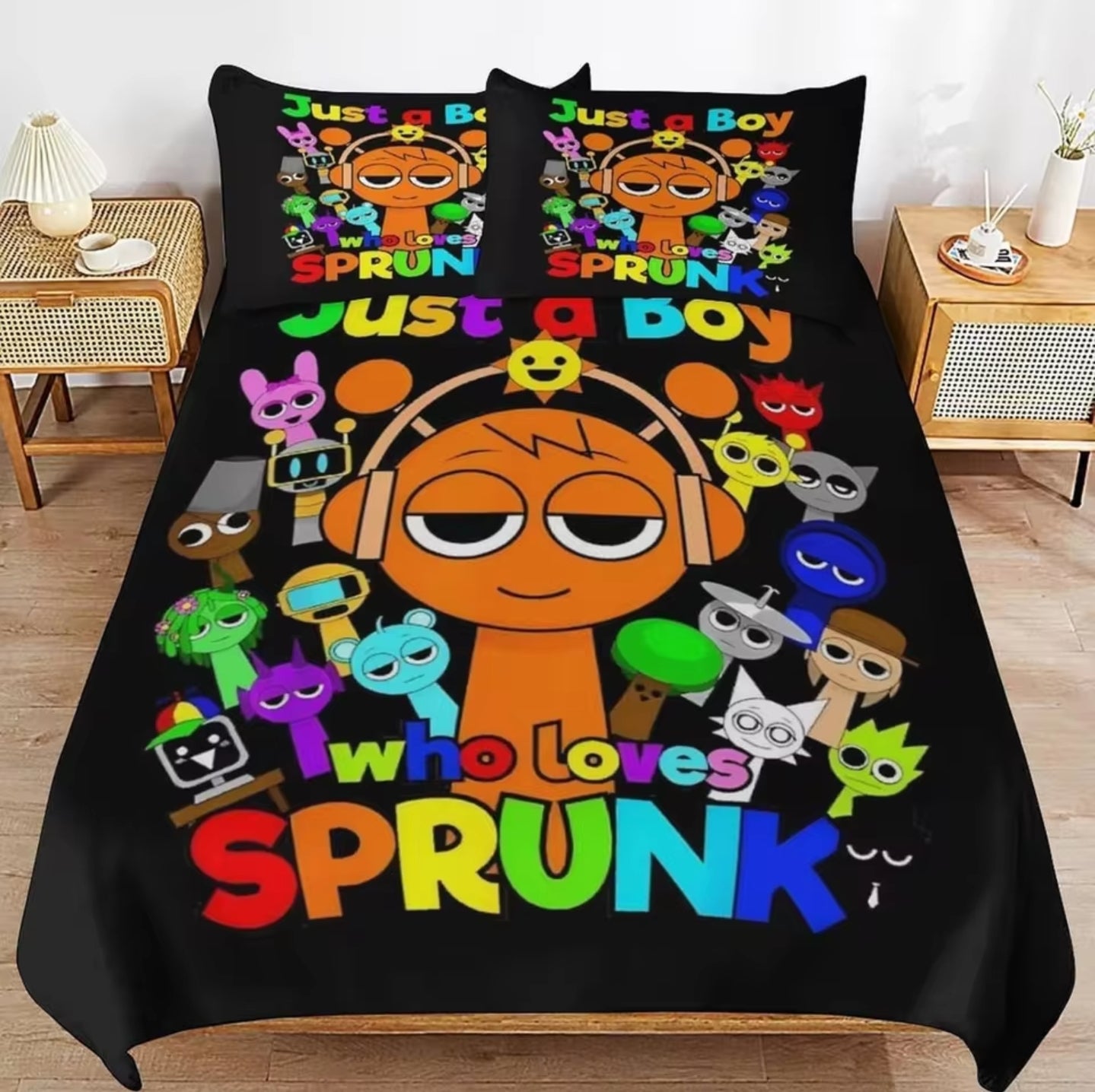 Bettwäsche Set 135x200cm Sprunki Motiv für Kinder