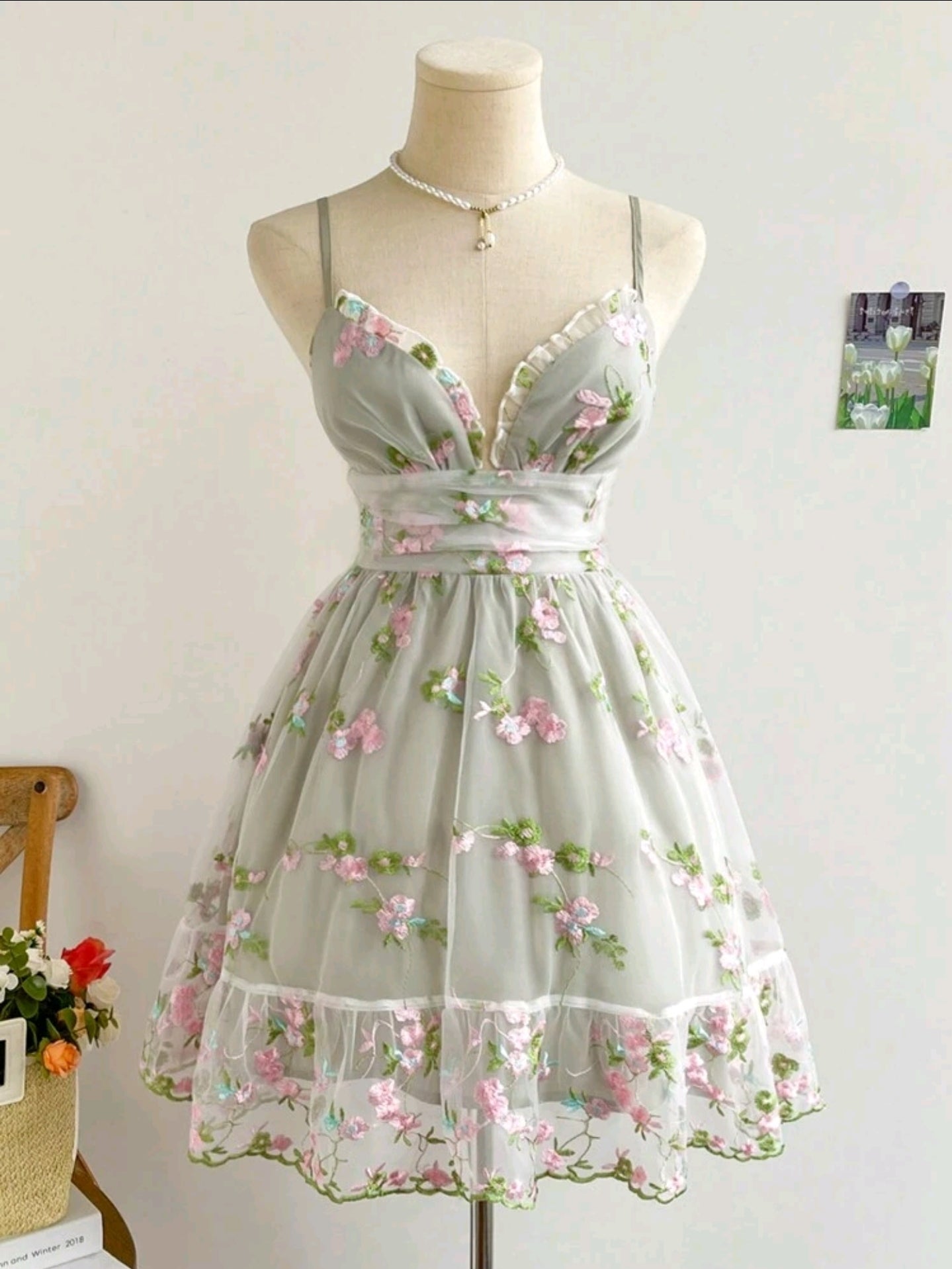 Damen Sommerkleid mit Blumen in grün
