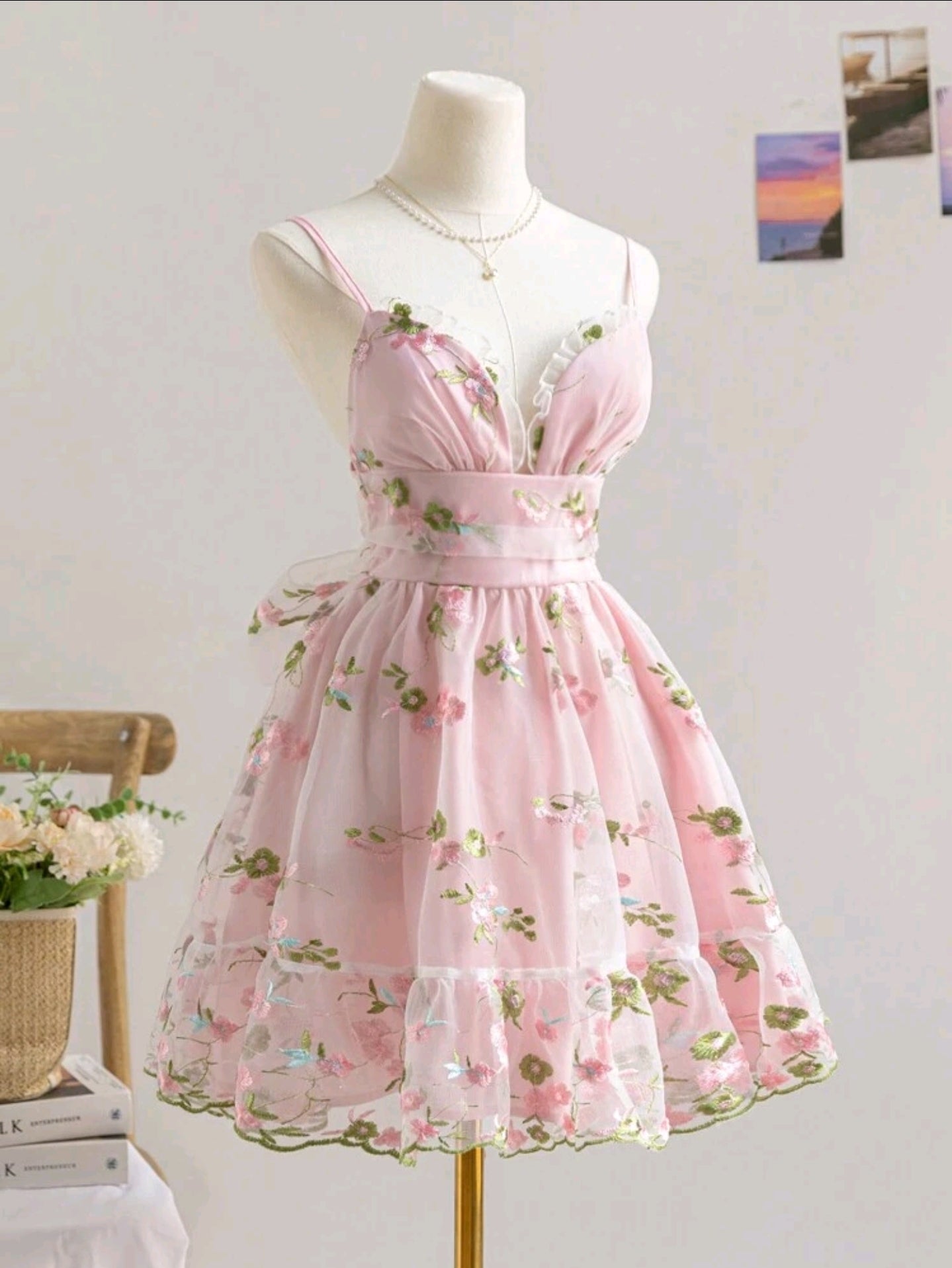 Damen Sommerkleid mit Blumen rosa