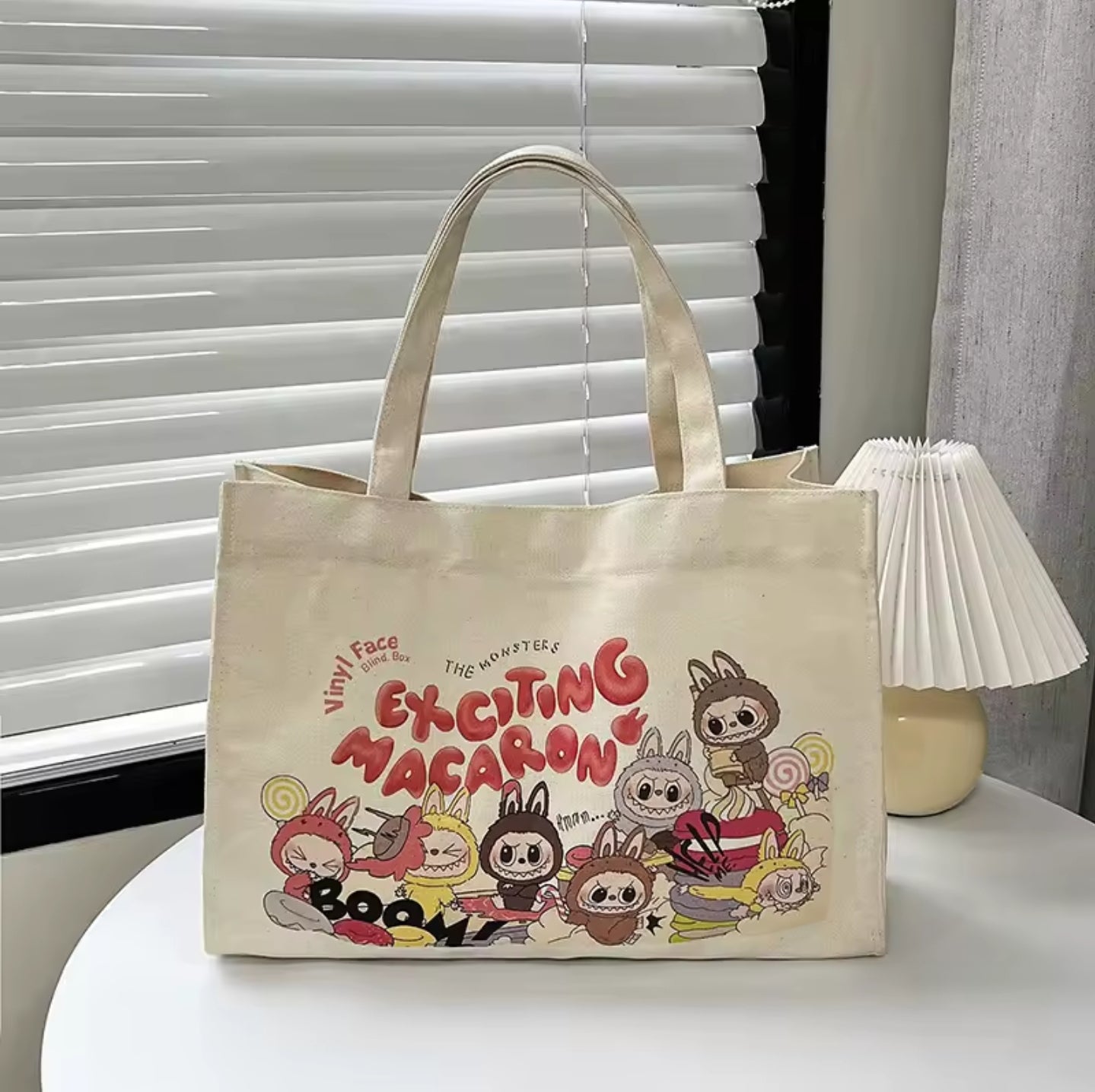 Labubu Bedruckte Handtasche Canvas Tragetasche Schultertasche