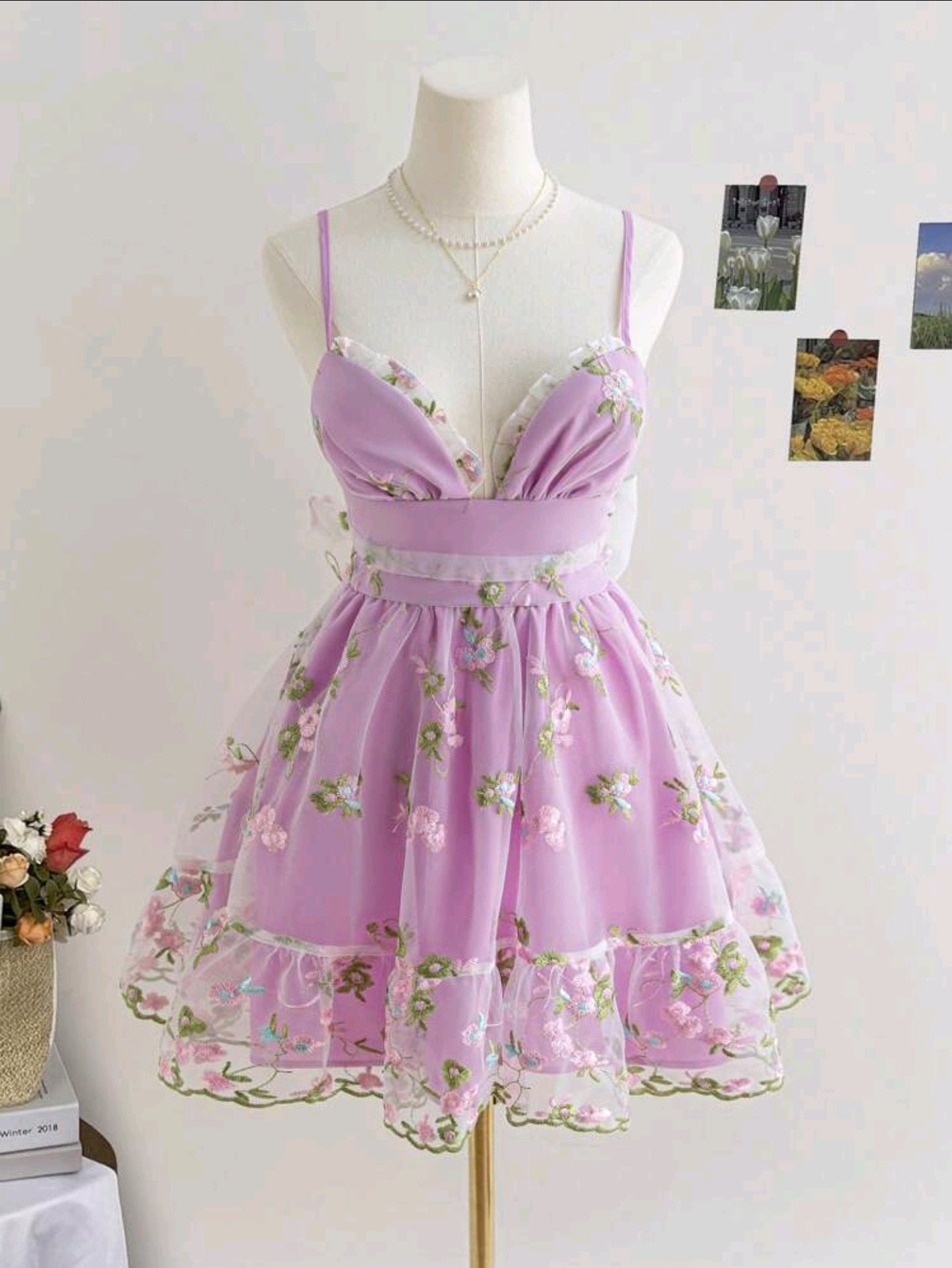 Damen Sommerkleid mit Blumen in Lila